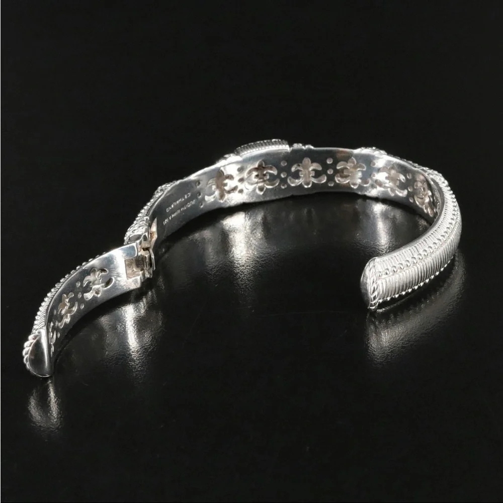 Judith Ripka Silver Textured Bangle Bracelet - Picture 3 of 9